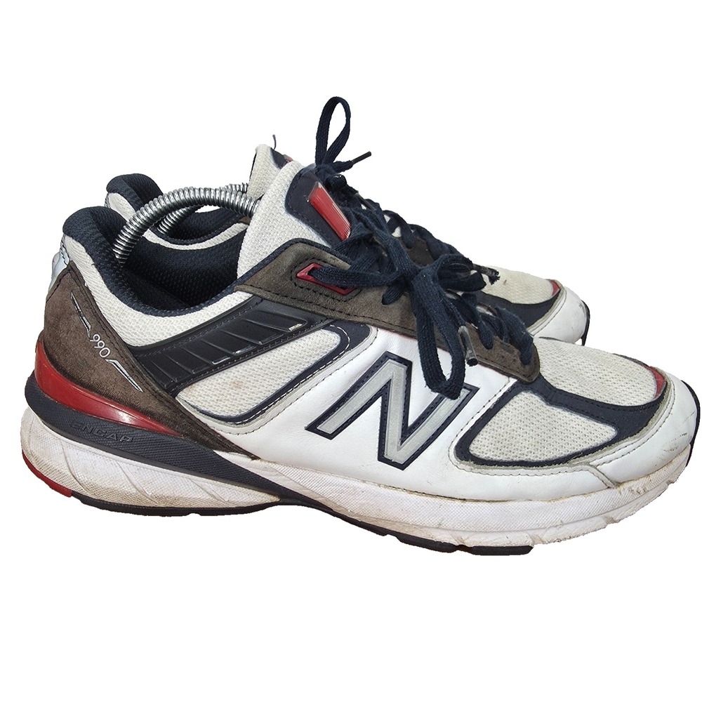 New Balance 990v5 Running Shoes Mens 11 D White Brown Jogging Sneakers USA Made